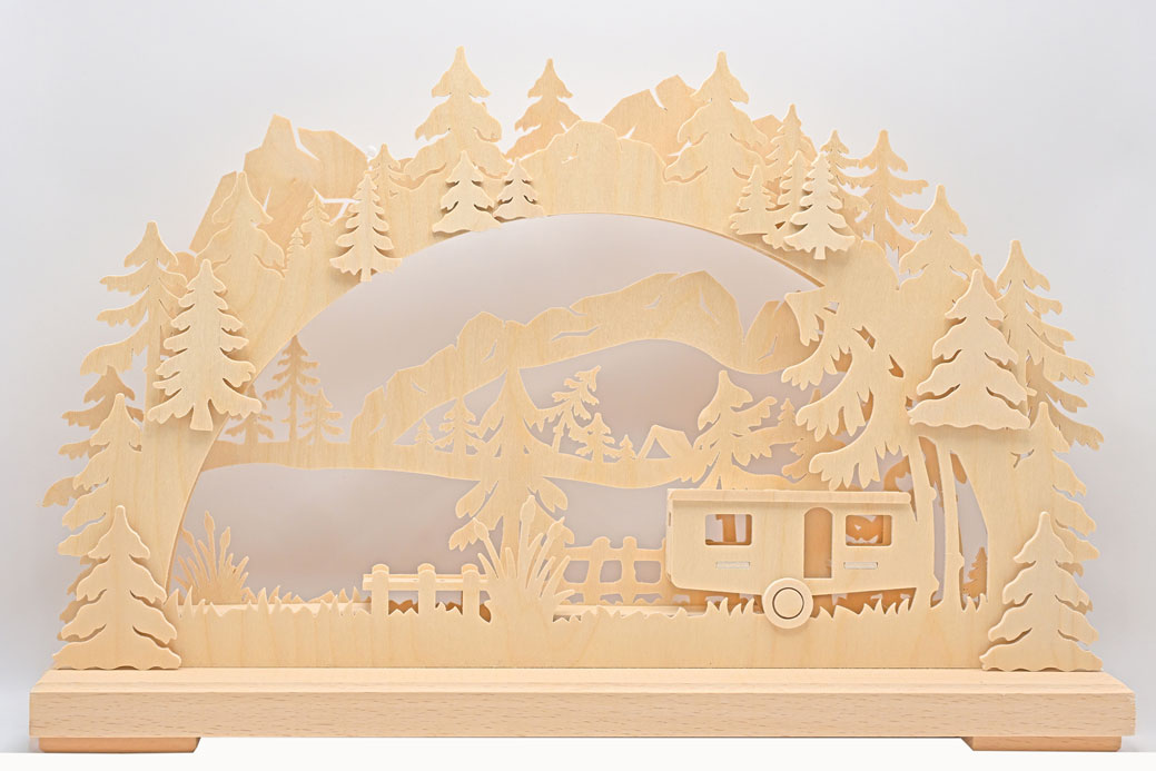 Arco luminoso 3D pequeño, Campingfreuden, sin decorar