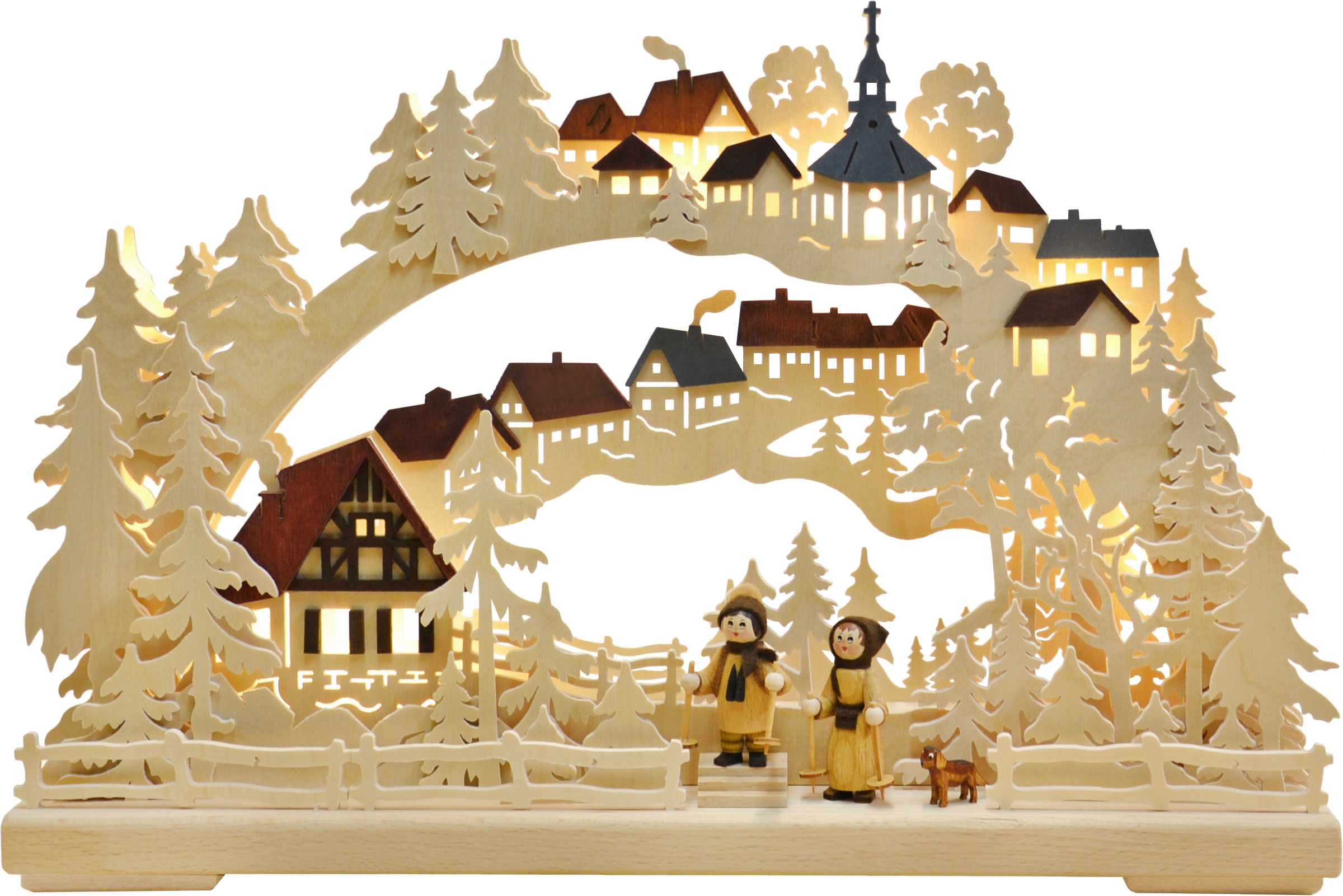 3D candle arch, small, winter hike, coloured roofs