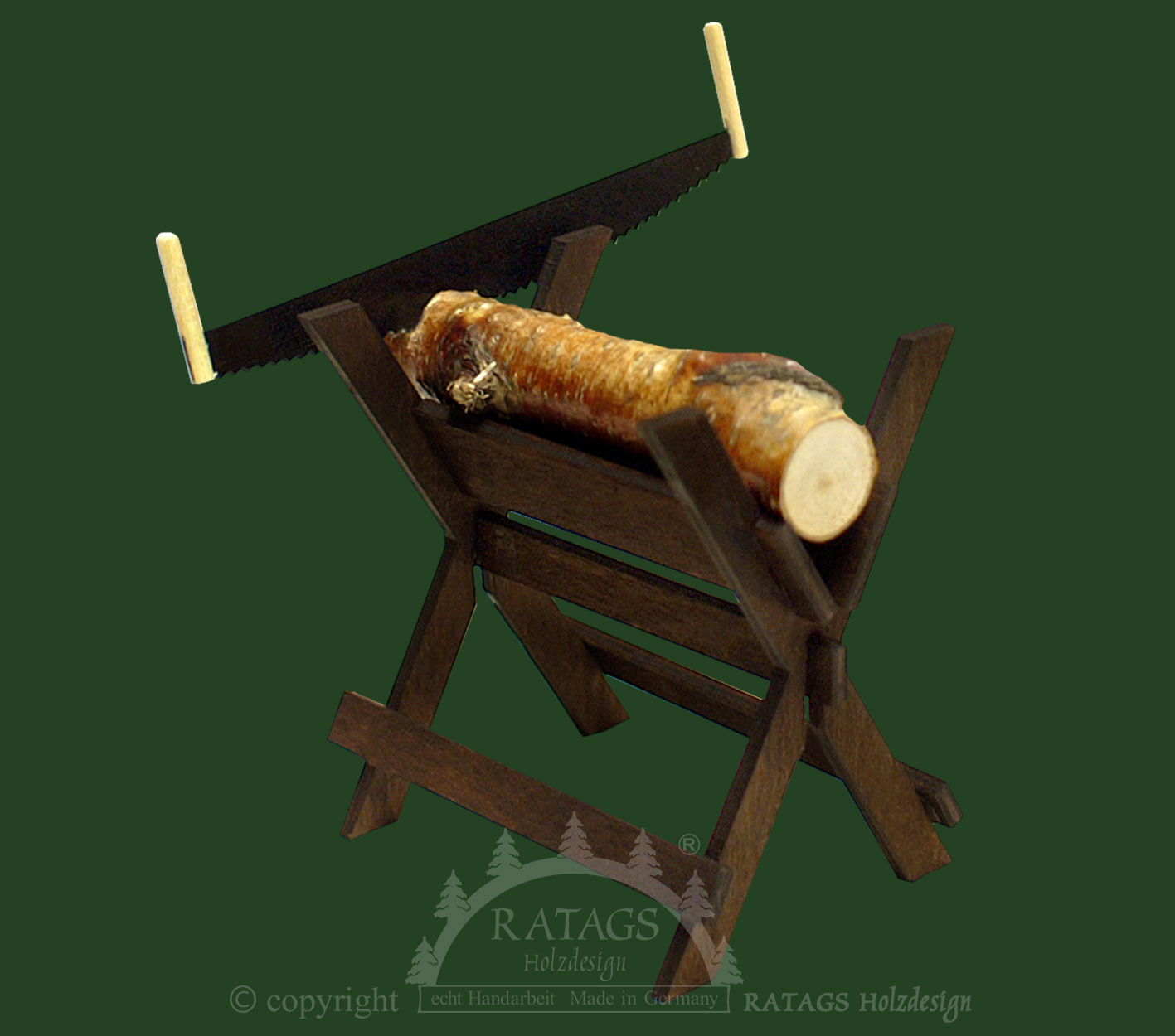 Sägebock mit Holz und Säge