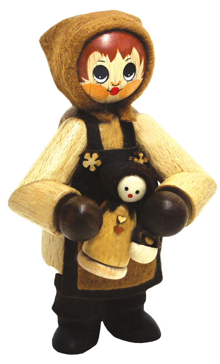 Figur groß, Mädchen mit Puppe, natur