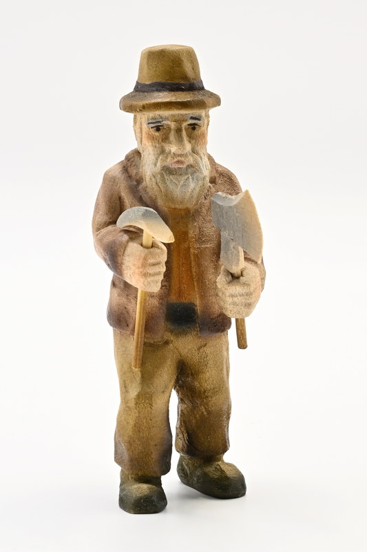 Leñador, sombrero, hacha, coloreado, 90 mm.