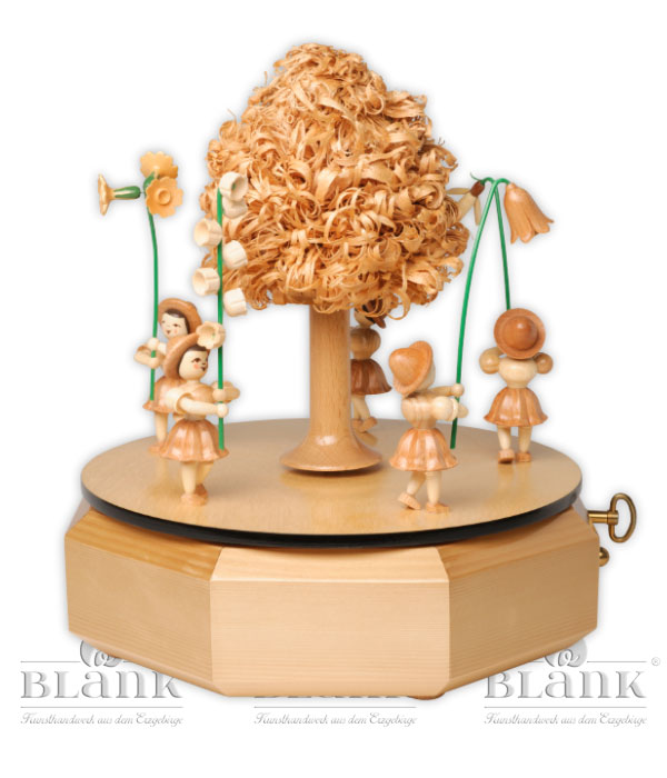 Spieldose mit 5 Blumenkindern, natur