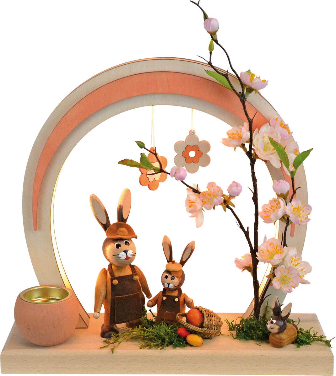 Romantic Easter lamp, LED, round, salmon-coloured