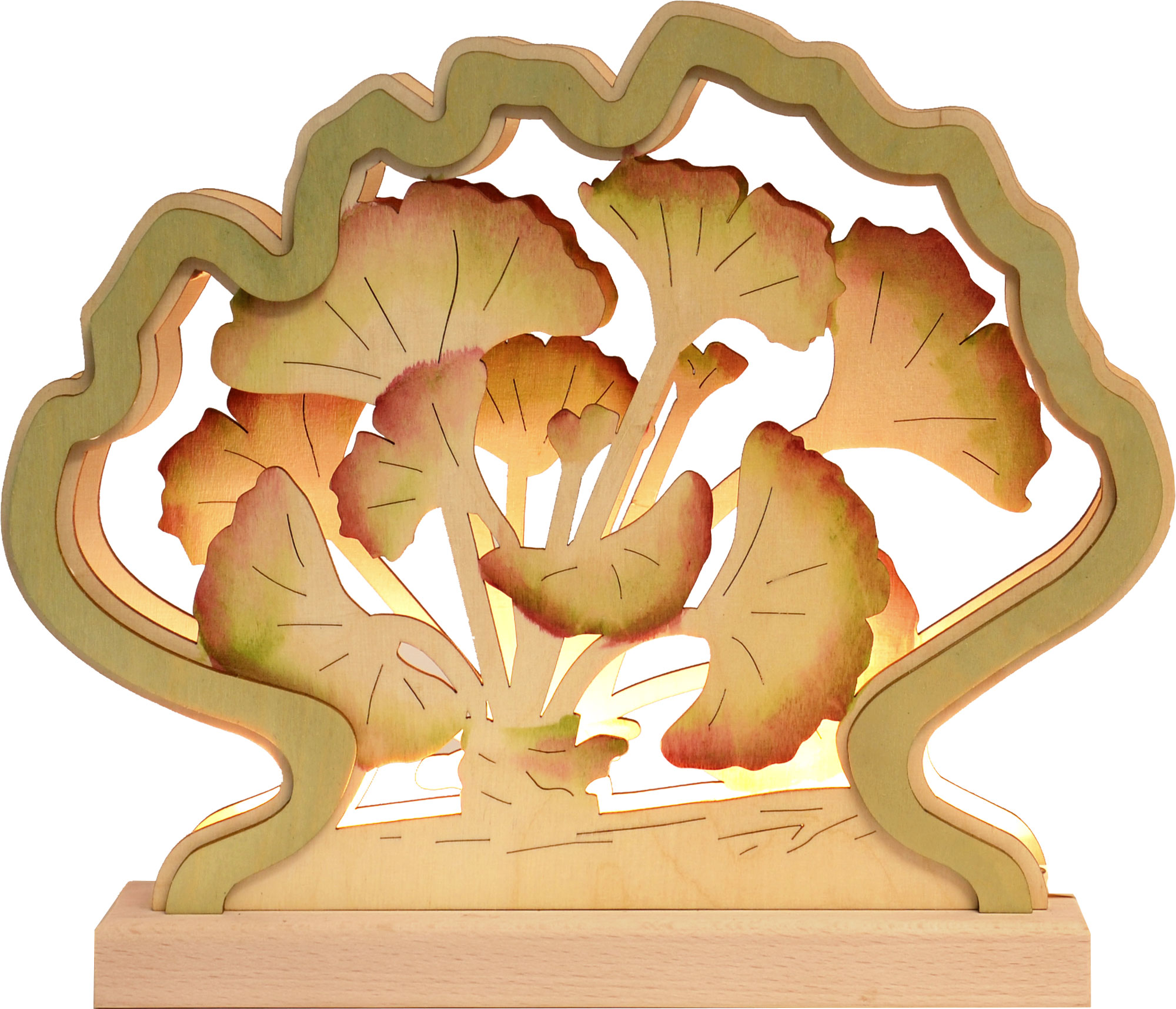 Romantikleuchte, Ginko, handbemalt