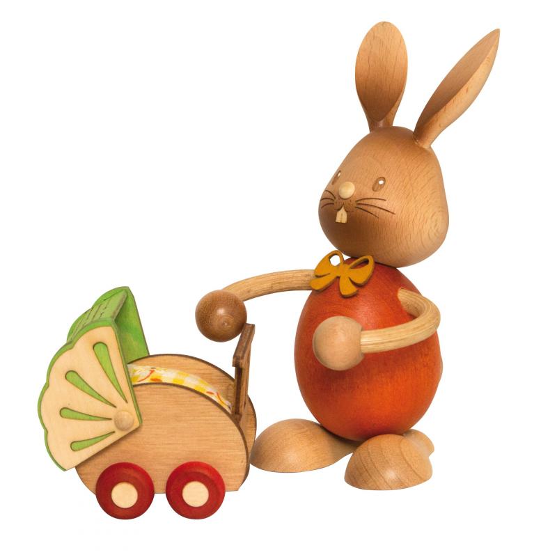 Osterhase Stupsi mit Kinderwagen ca. 11 cm