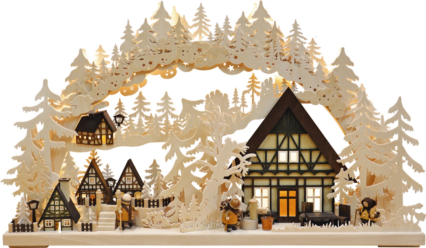 Grand arc lumineux 3D, petit village