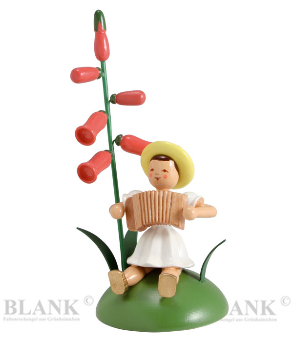 Fingerhut, Ziehharmonika Blumenkind sitzend