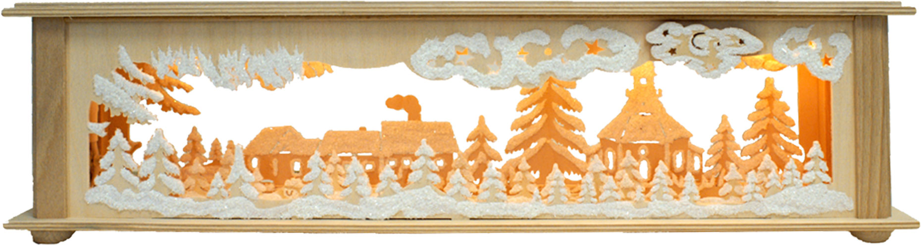 Small room light, flat forest, flat village forest, Seiffen village, hoarfrost