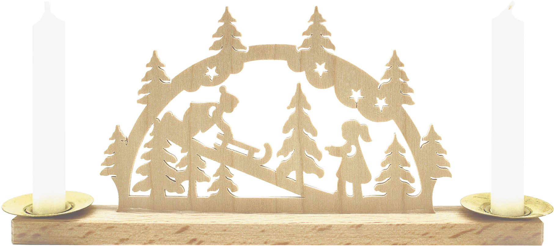Mini-Schwibbogen für 2 Puppenkerzen Winterkinder