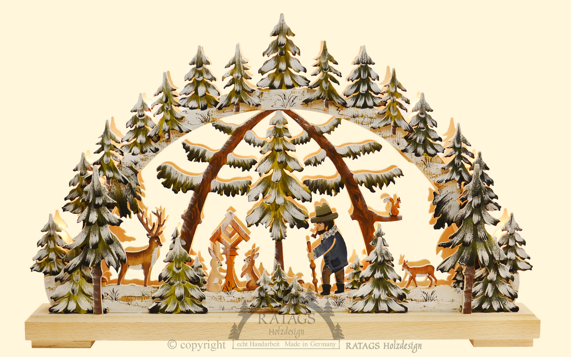 SPECIAL OFFER - Small candle arch, forest walk, hand-painted winter scene