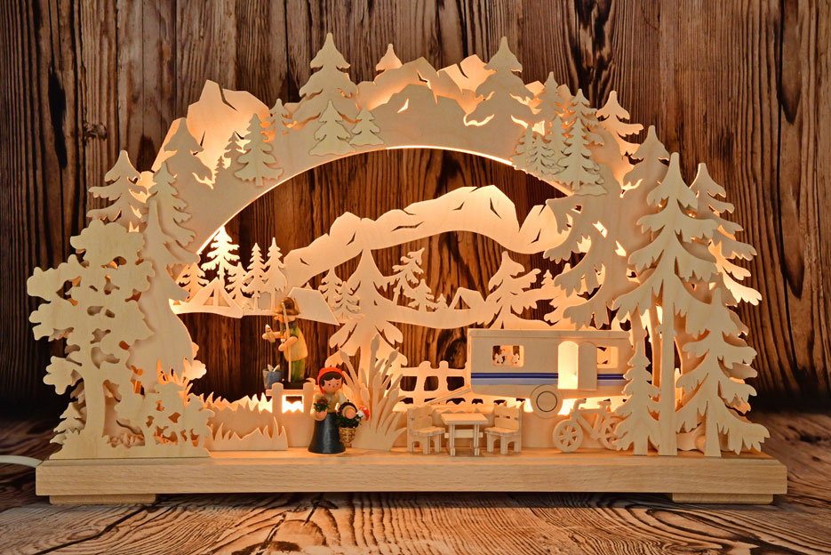 3D candle arch, small, camping fun, 2 figures