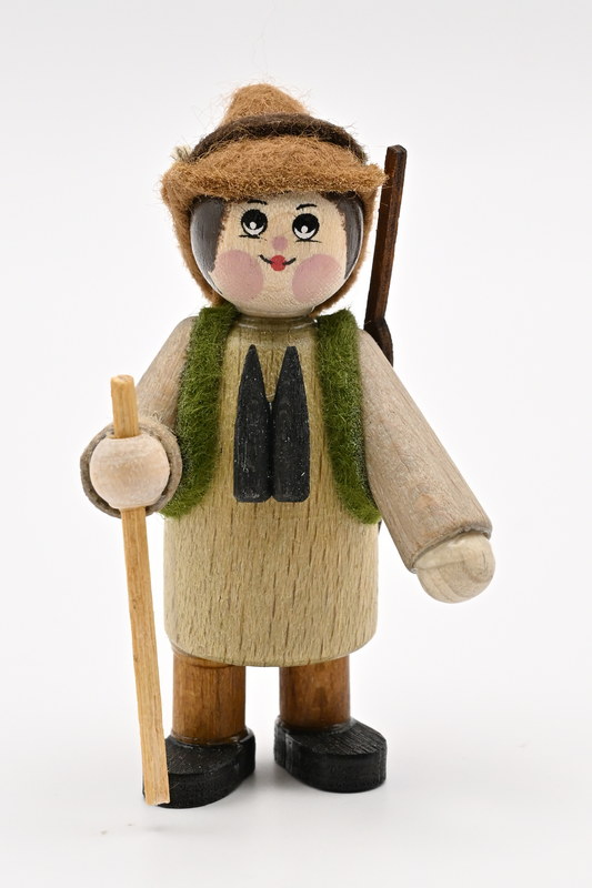 Figur, Förster mit Gewehr, Fernglas, Rucksack, Stock