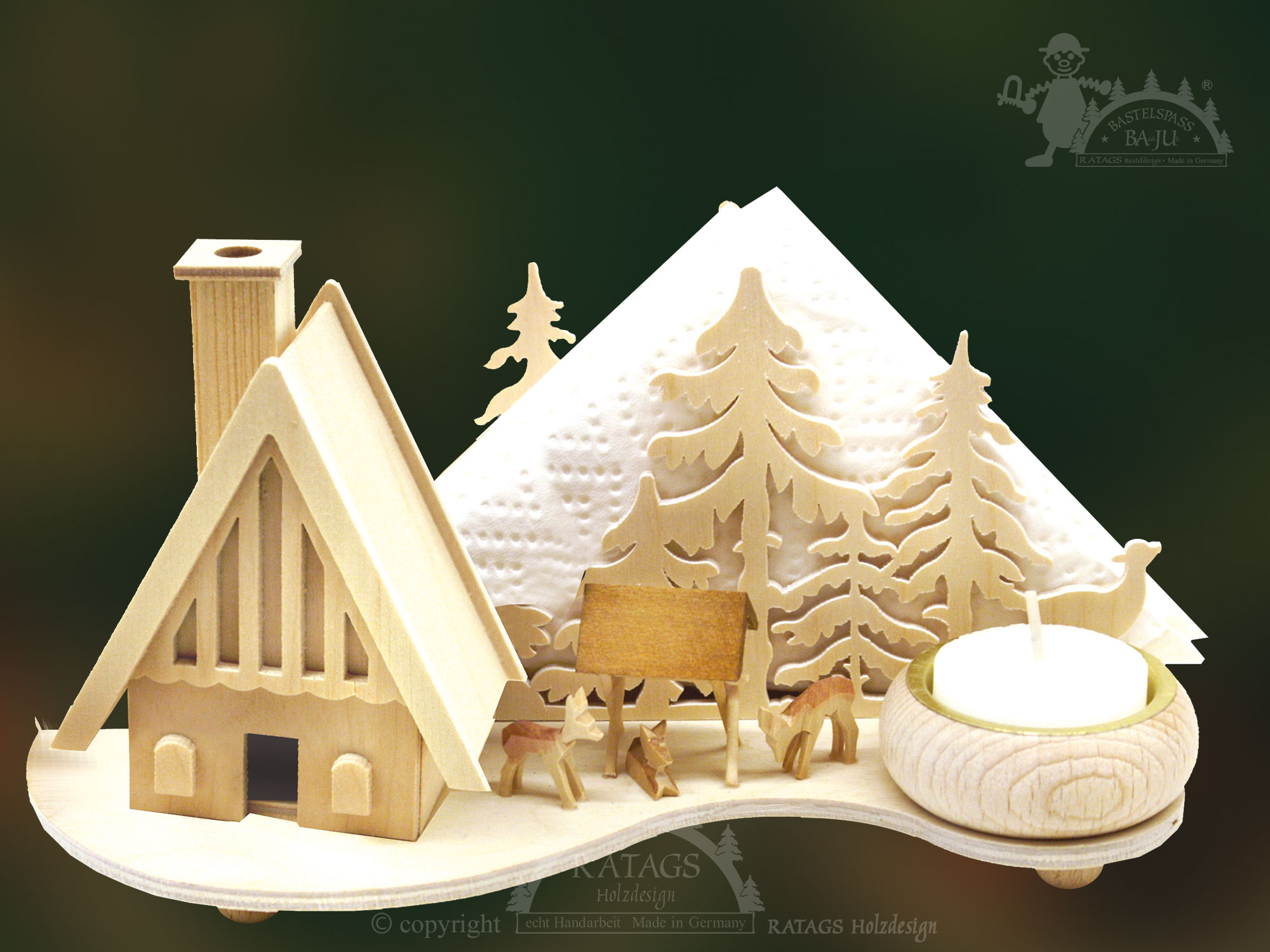 Napkin holder with incense house, for crafting