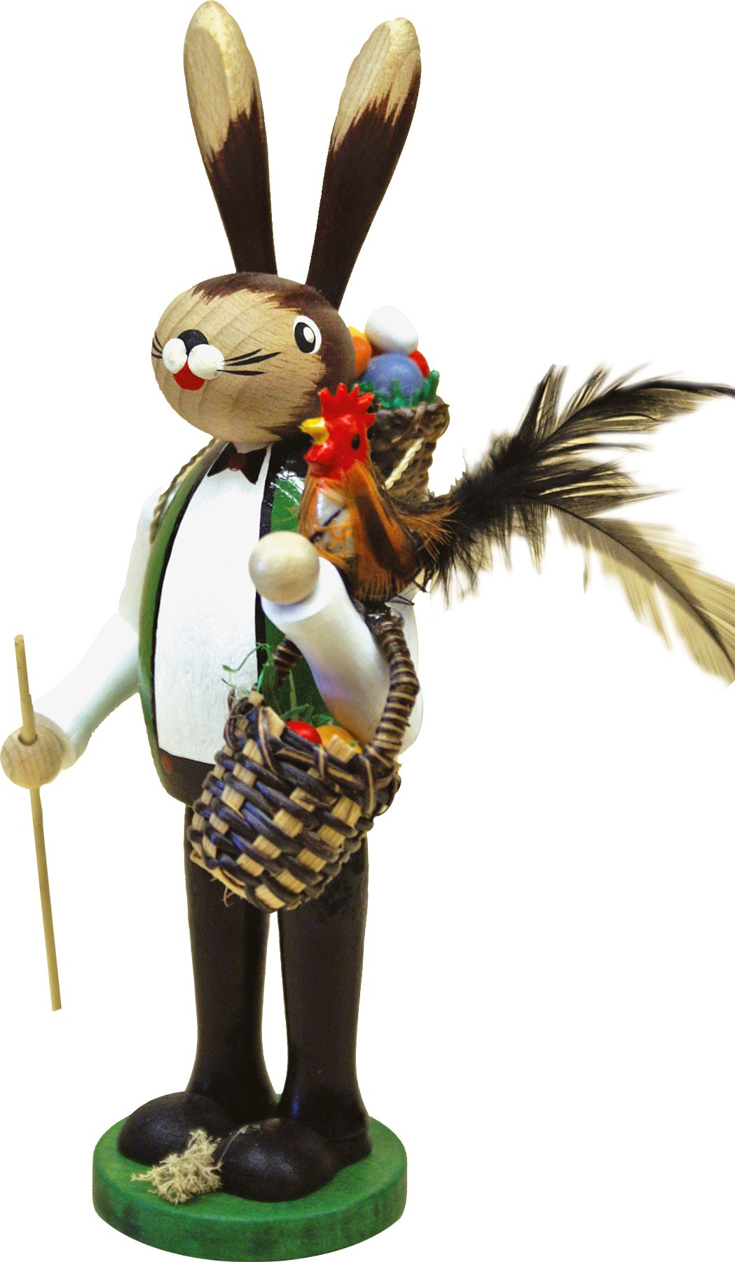 Easter bunny with rooster, basket and pannier