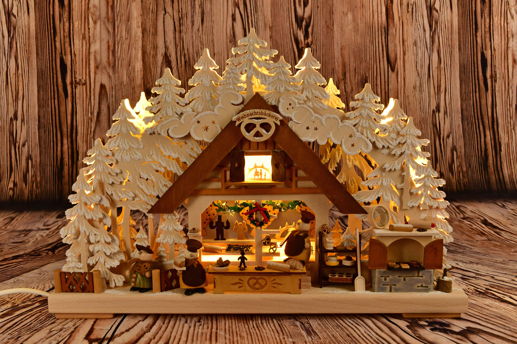 3D-Schwibbogen kl., Weihnachtsbäckerei, Raureif