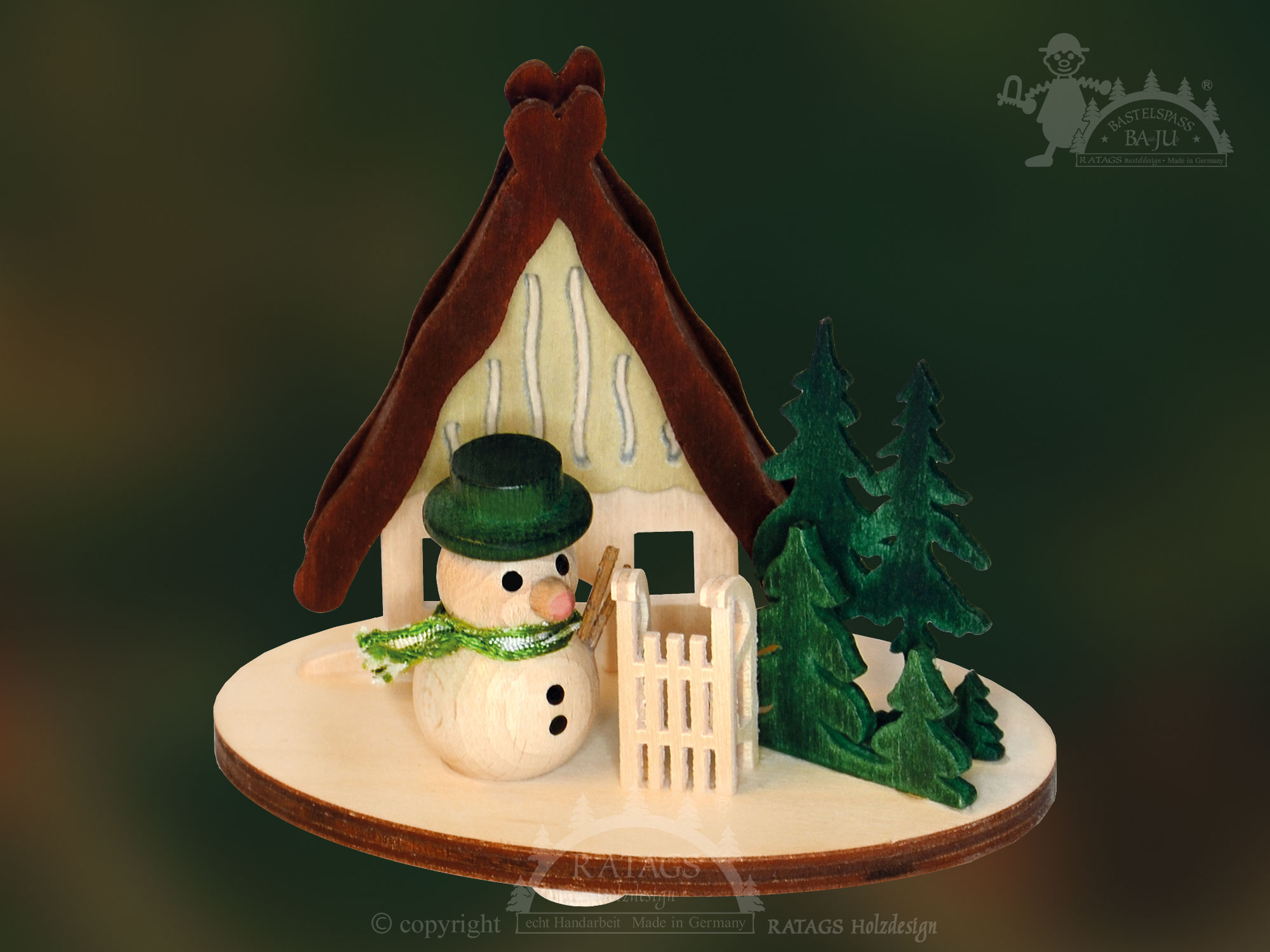 Tischschmuck zum Basteln, Schneemann mit Schlitten