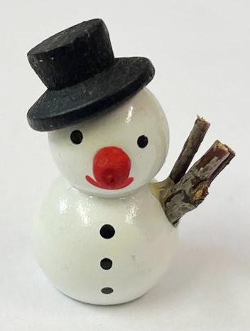 Schneemann weiß, schwarzer Hut, 2,5 cm Schneemann weiß, schwarzer Hut, 2,5 cm