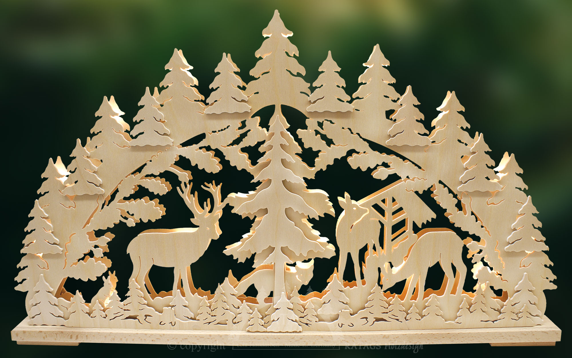 Large double candle arch, forest animals