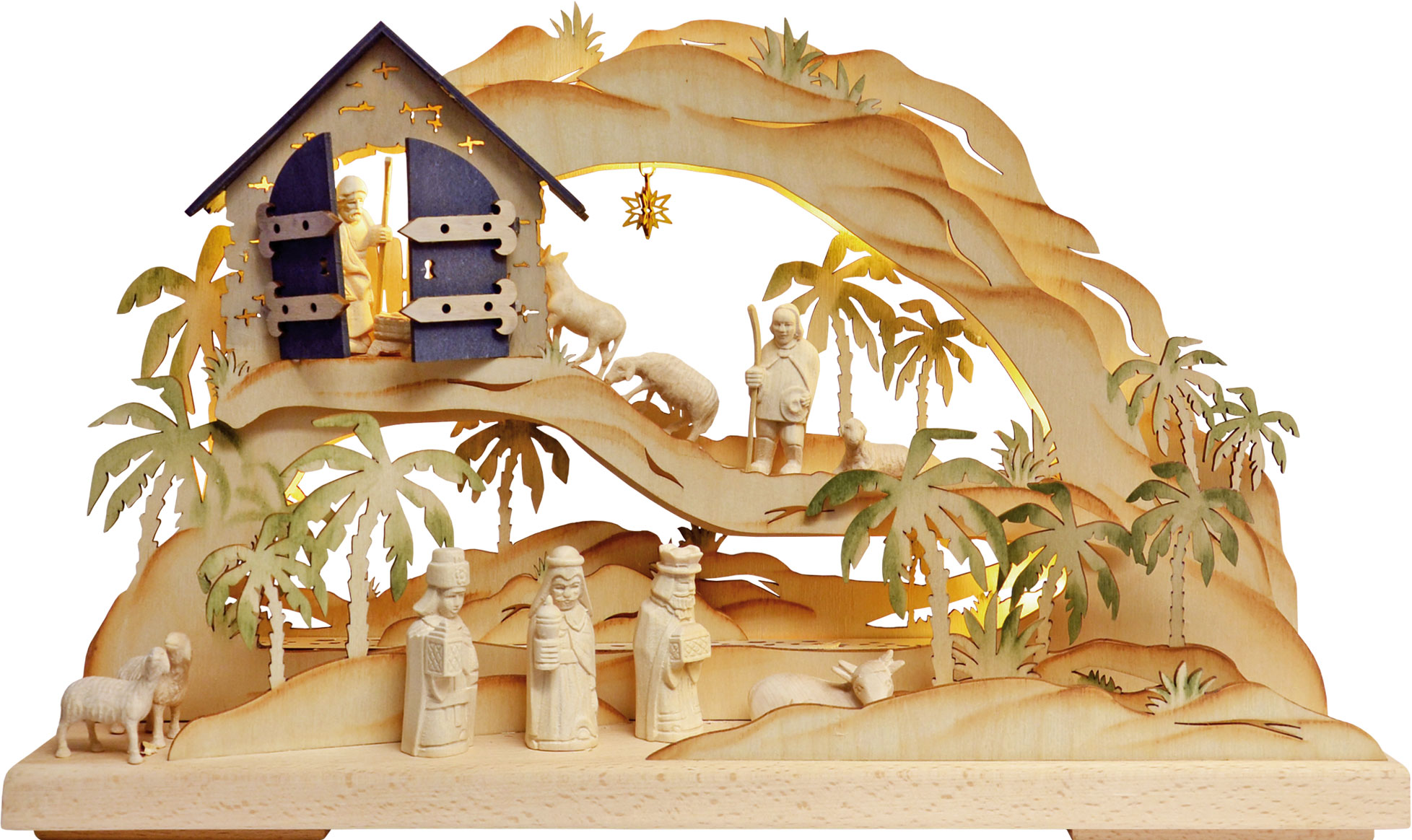 3D-Schwibbogen kl., Heilige Familie handbemalt 3D-Schwibbogen kl., Heilige Familie handbemalt