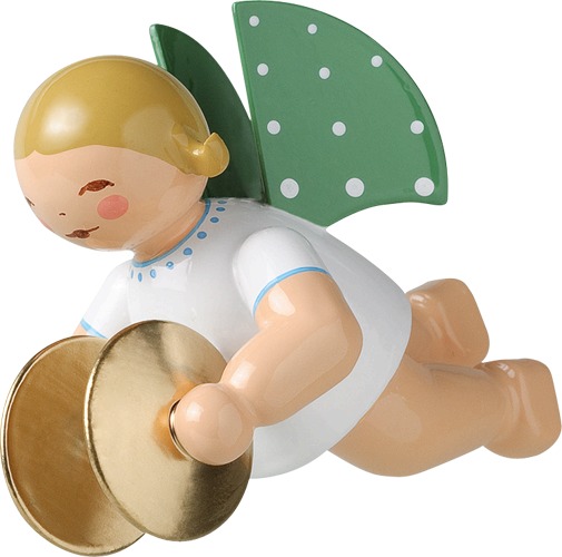 Engel mit Becken, schwebend blondes Haar