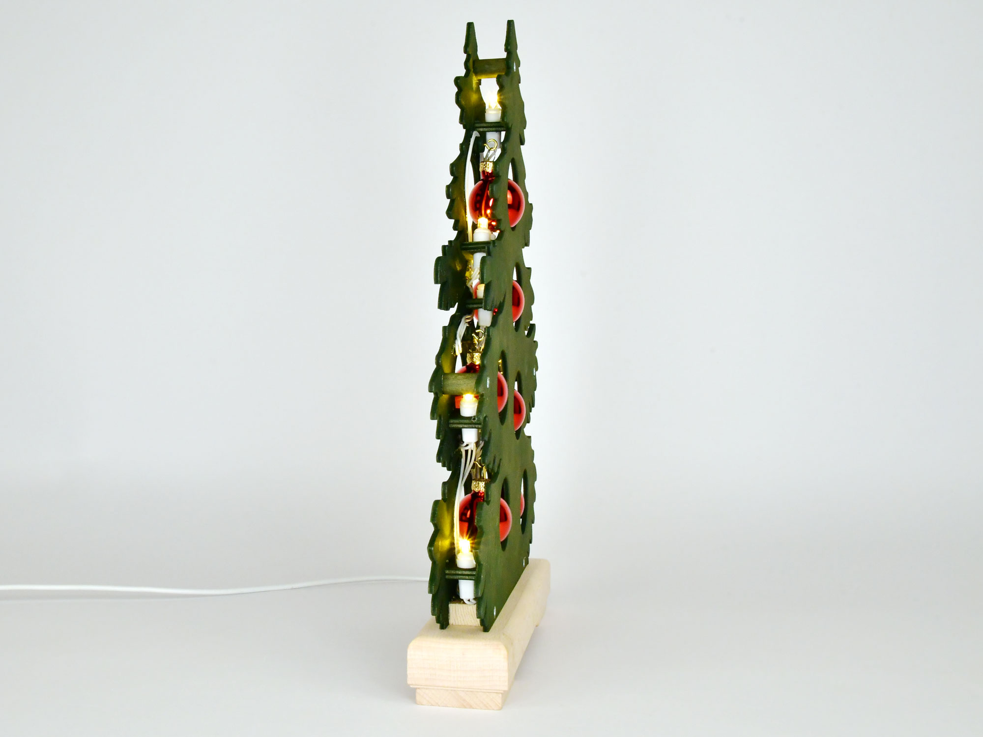 Sapin petit, teinté vert, boules rouges, USB intégré