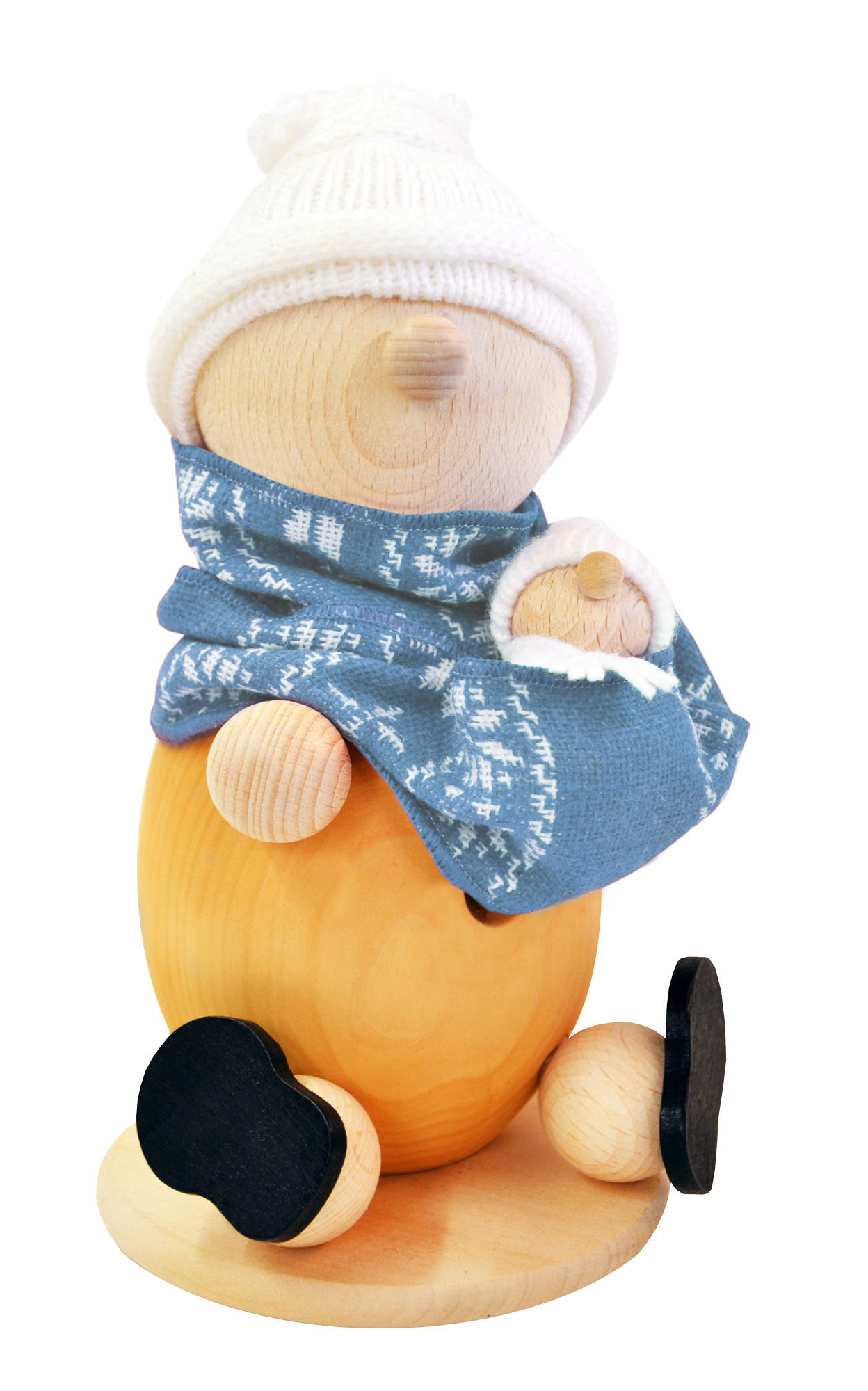 Räuchermann, Mutter mit Kind, blau