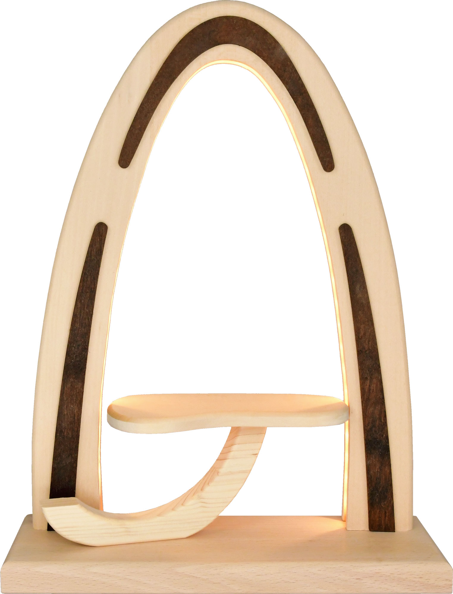 Solid wood arch, unassembled, brown