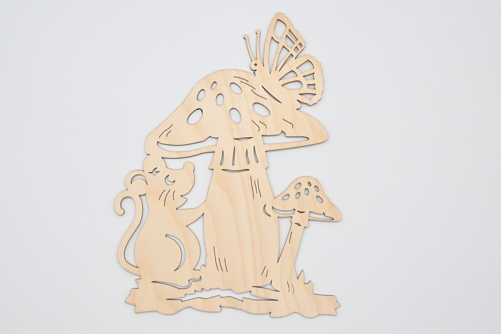 Fensterbild, Mäuschen mit Pilzen und Sch