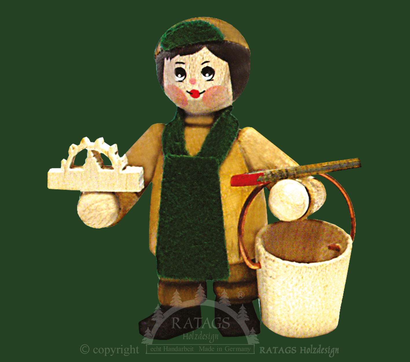 Figur, Lackierer mit grüner Schürze Figur, Lackierer mit grüner Schürze