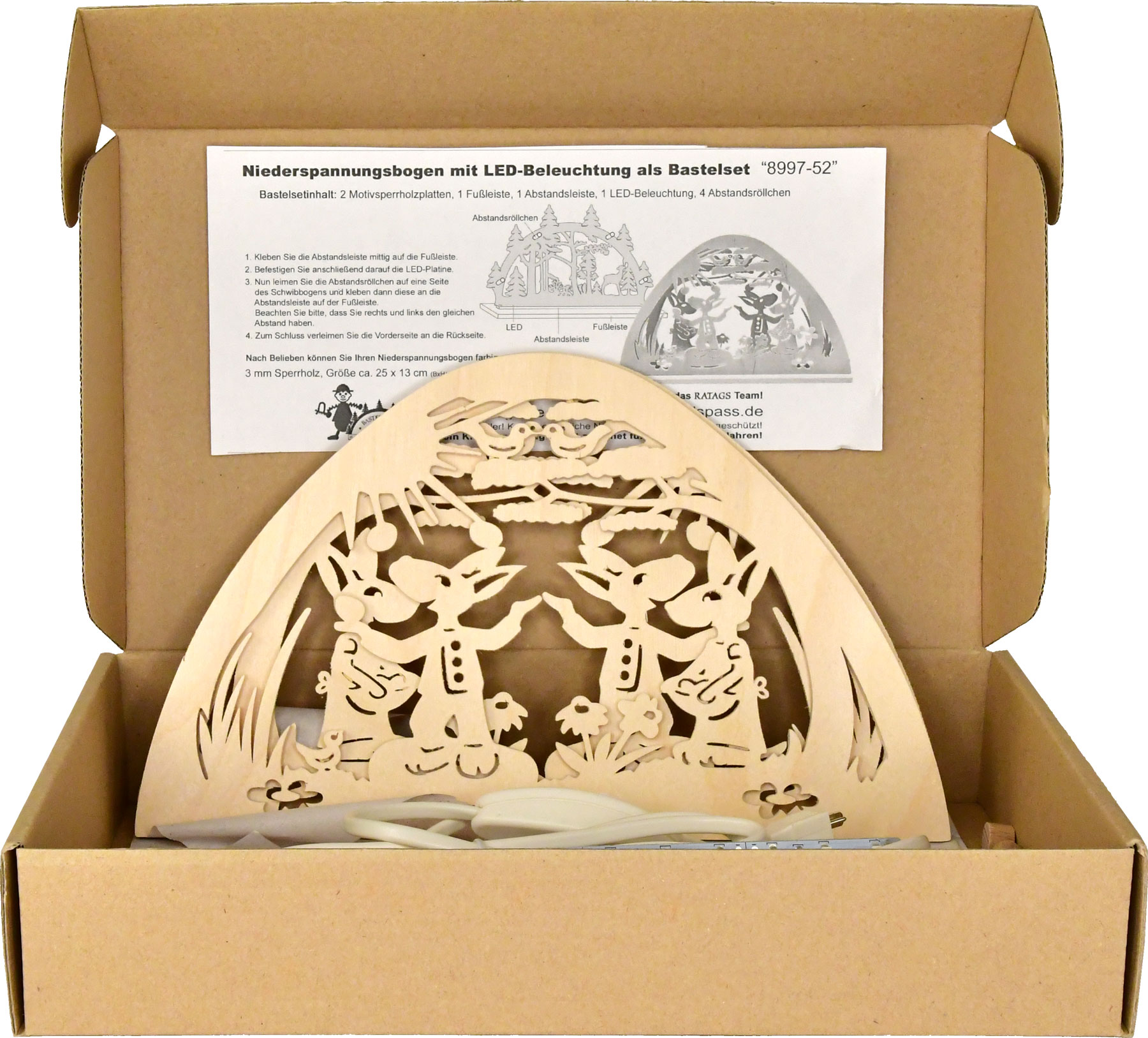 Schwibbogen mit LED zum Basteln Hasen im Garten Schwibbogen mit LED zum Basteln Hasen im Garten