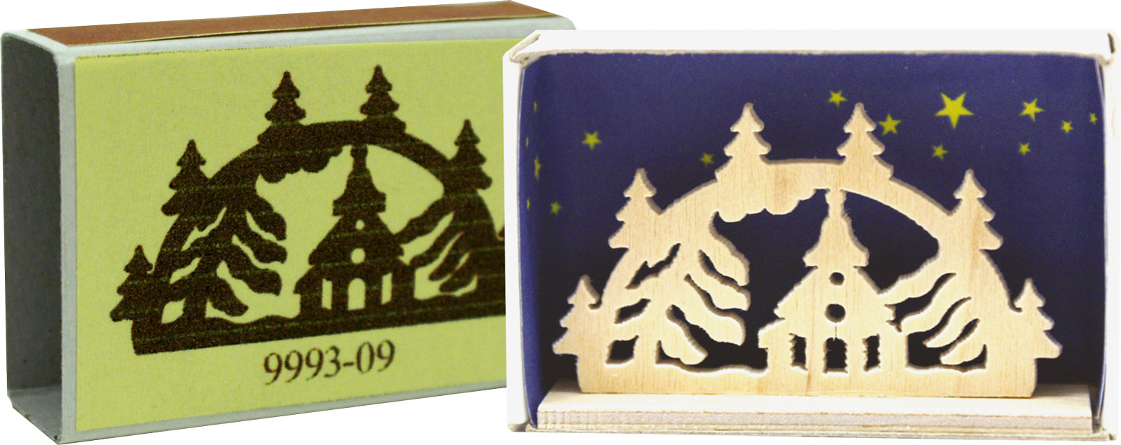 Miniature Schwibbogen matchbox Seiffen church