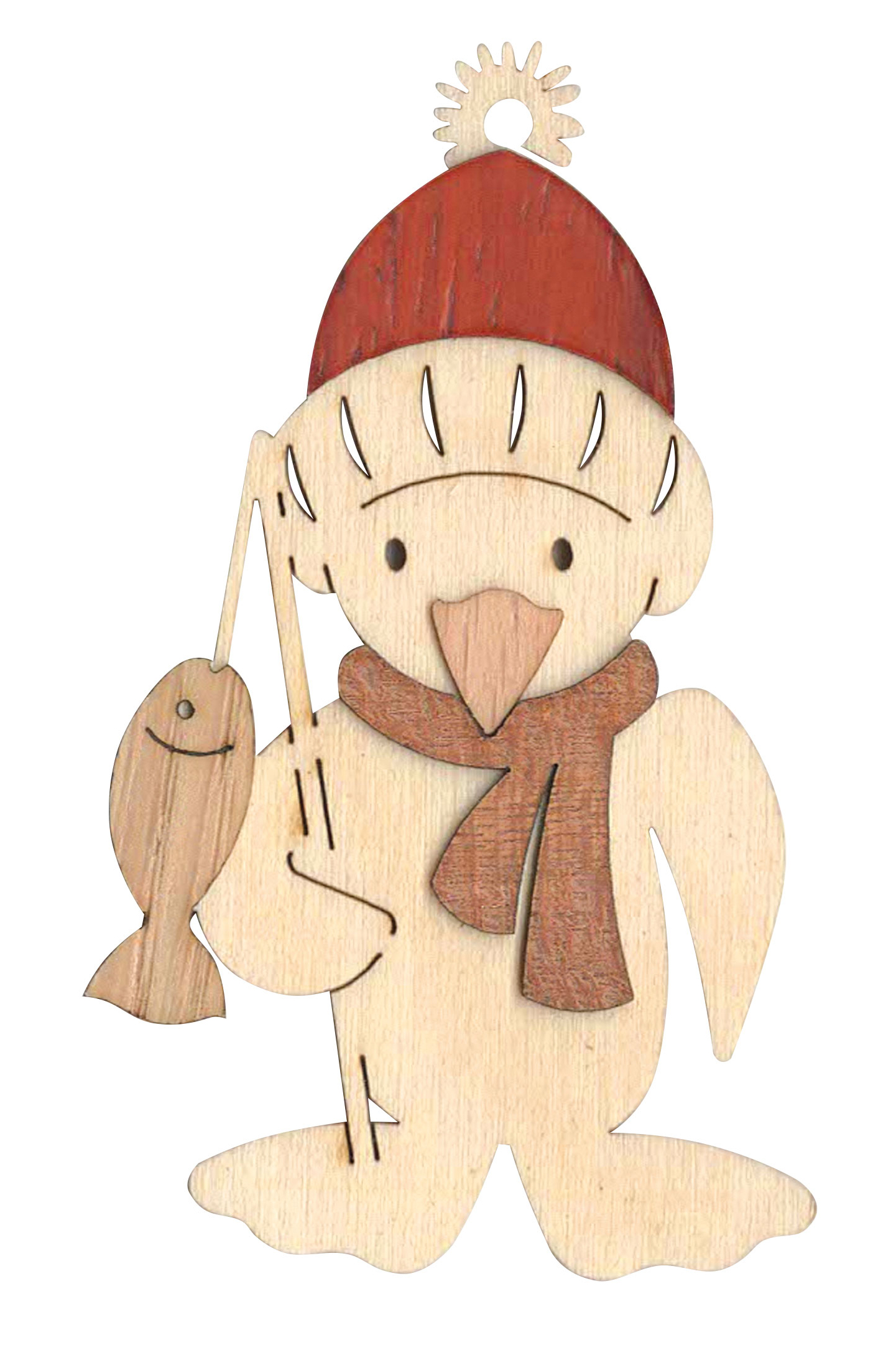 Baumbehang Pinguin mit Fisch