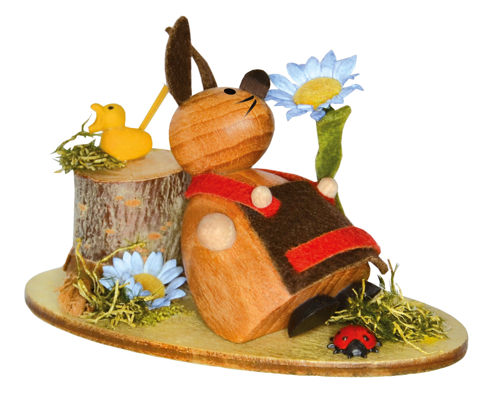 Häschen beim faulenzen, Baumstumpf, Vöge