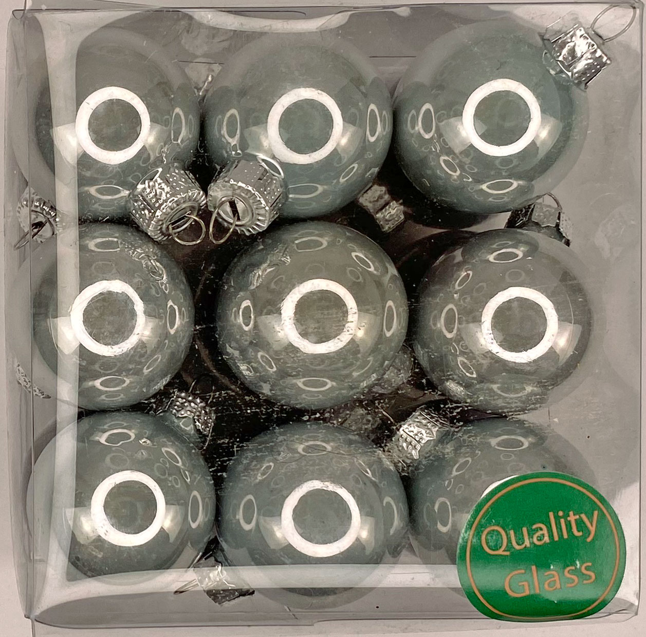 Bolas de cristal, gris carbón combi 30 mm, 18 unidades.