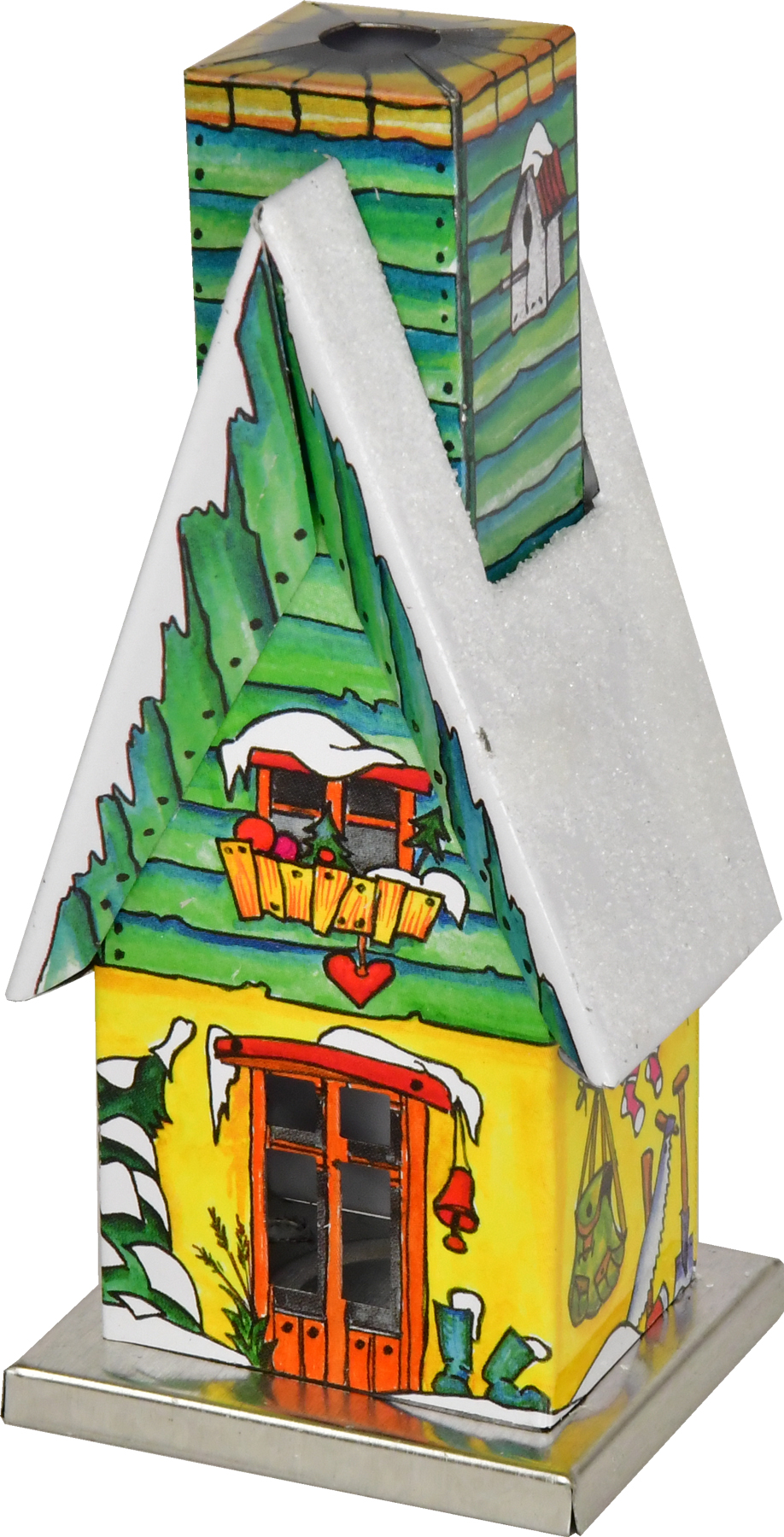 N.º 6 Cabana KNOX, amarela, verde, geada Cabana KNOX para queimar incenso, metal