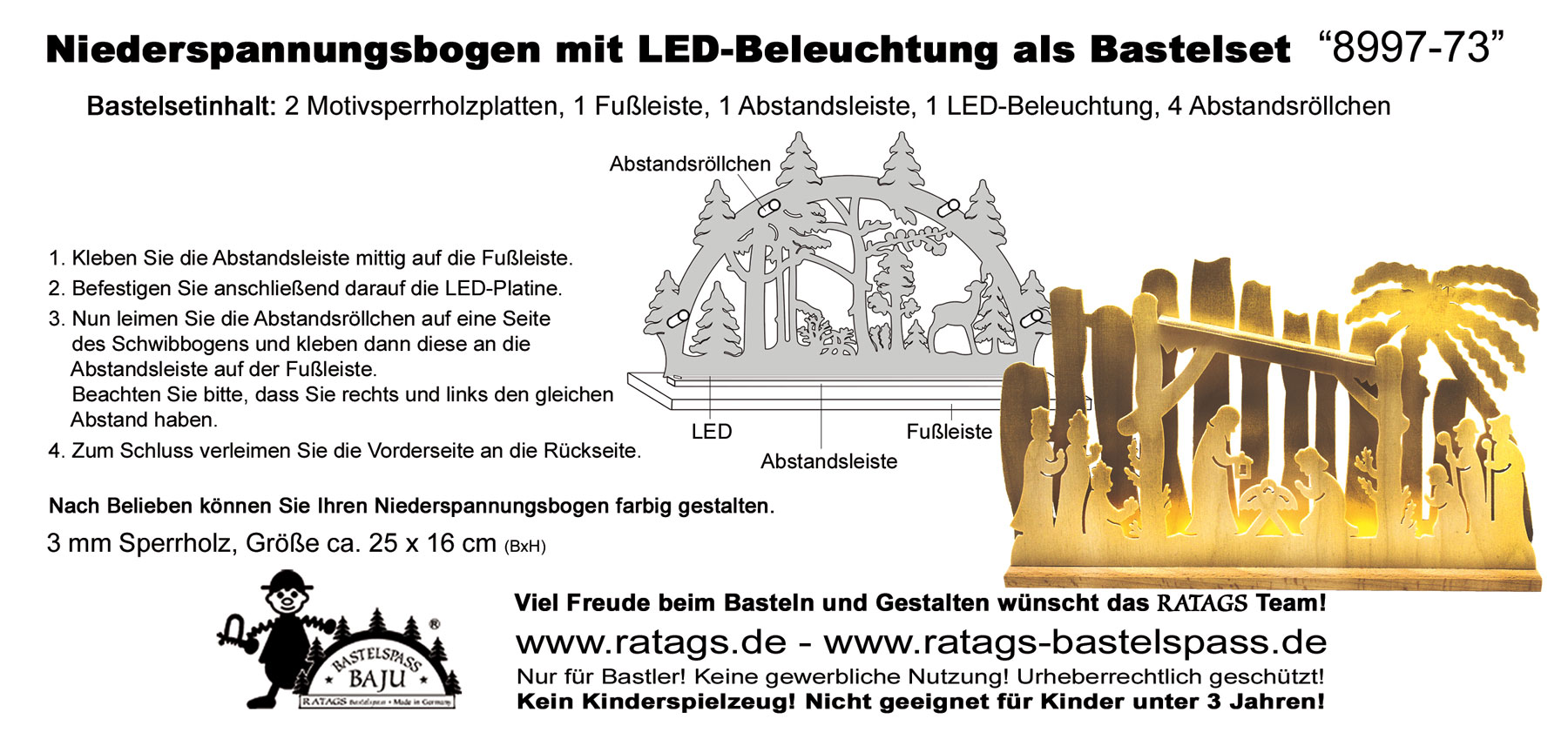 Schwibbogen mit LED zum Basteln Bethlehem