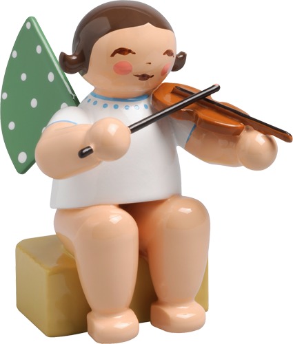Engel, klein, mit Geige dunkles Haar