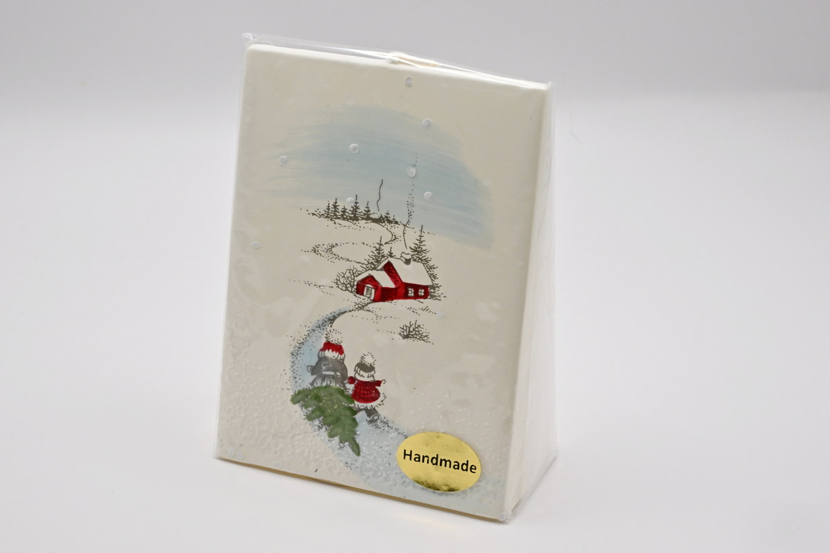 Weihnachtskerze Spitzsäule, 12 cm, weiß Handmade