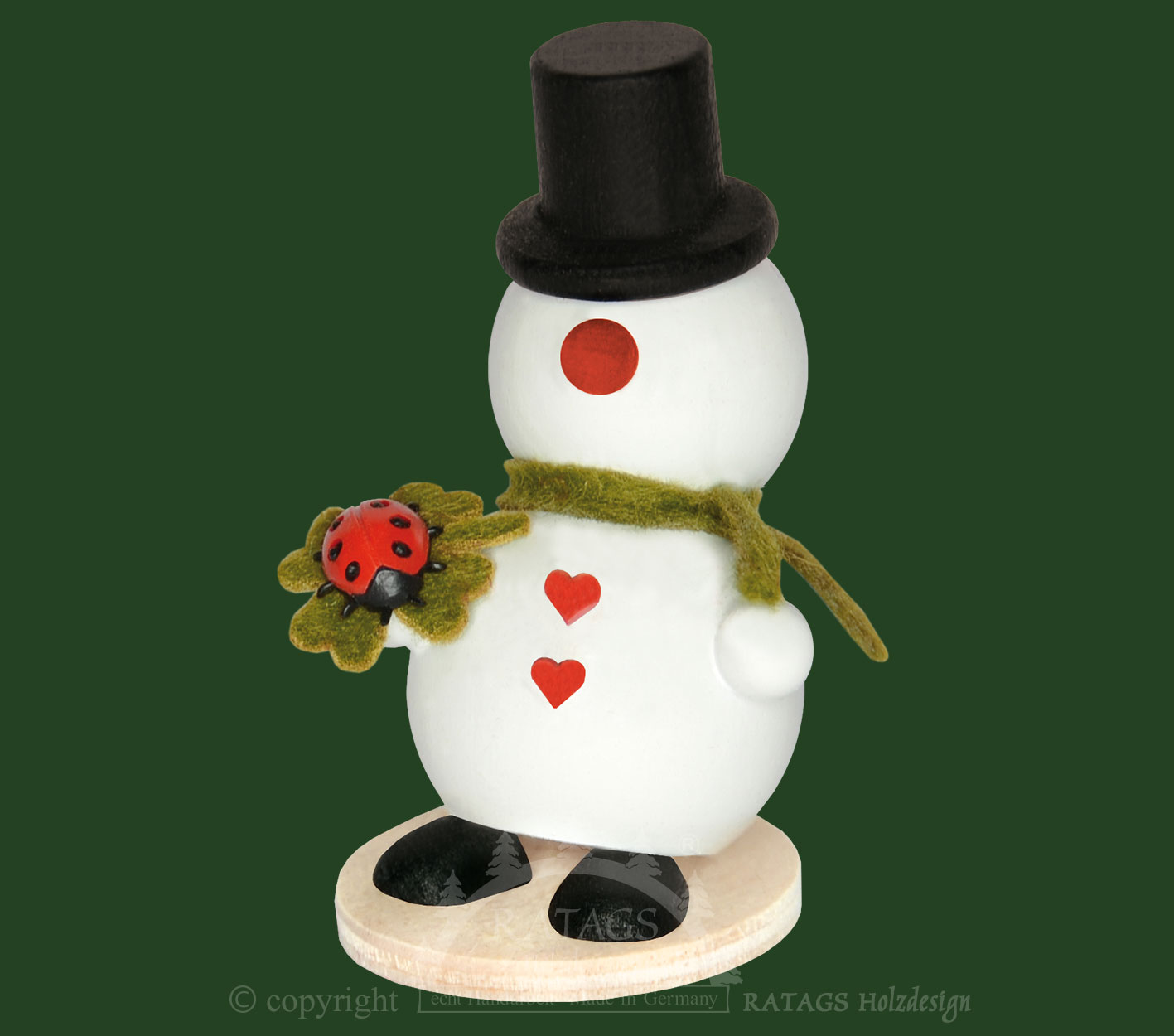 Molli, Junge Linie, Schneemann, grüner S Kleeblatt und Marienkäfer