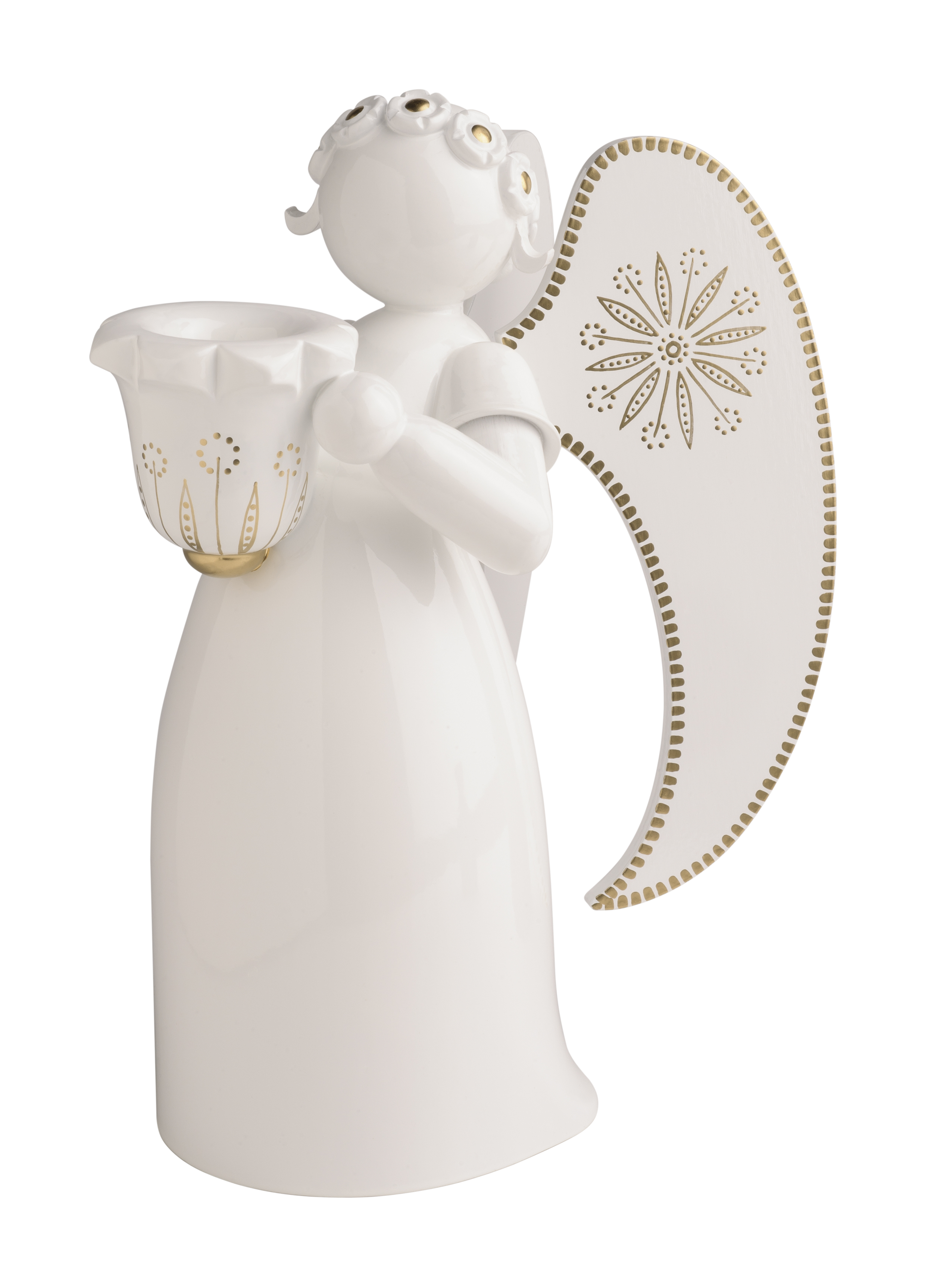 Engel golden bemalt mit Lichtnapf