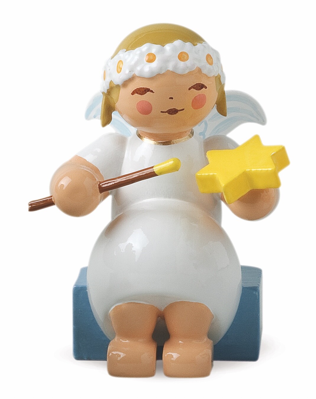 Margeritenengel, sitzend, mit Stern und Pinsel