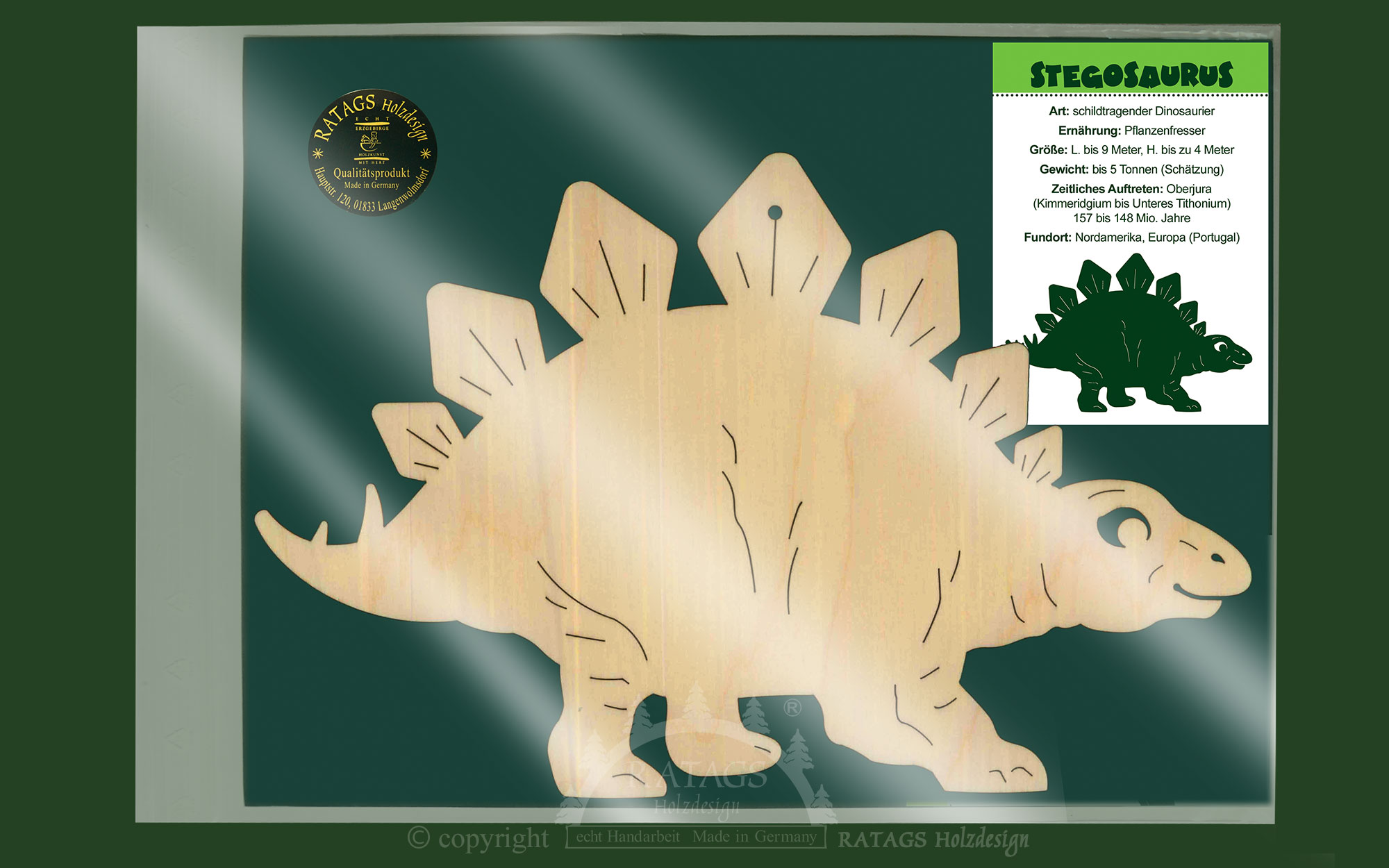 Window picture, dinosaur, stegosaurus