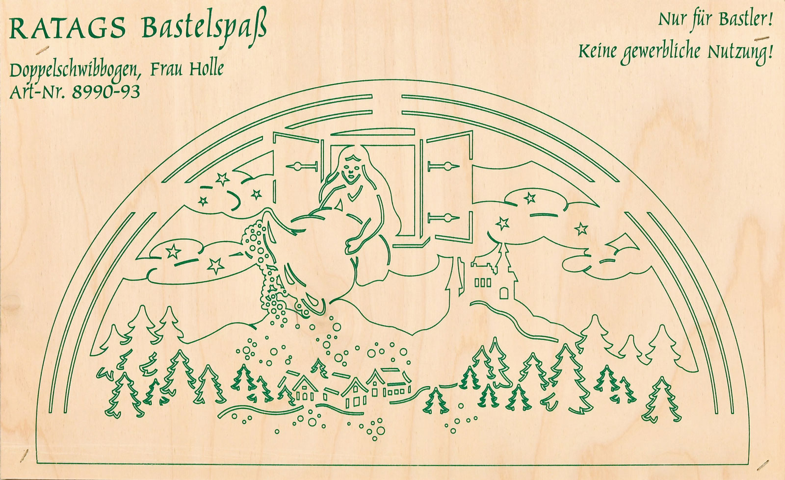 2 motif plywood panels, self-sawing Schwibbogen, small, Frau Holle