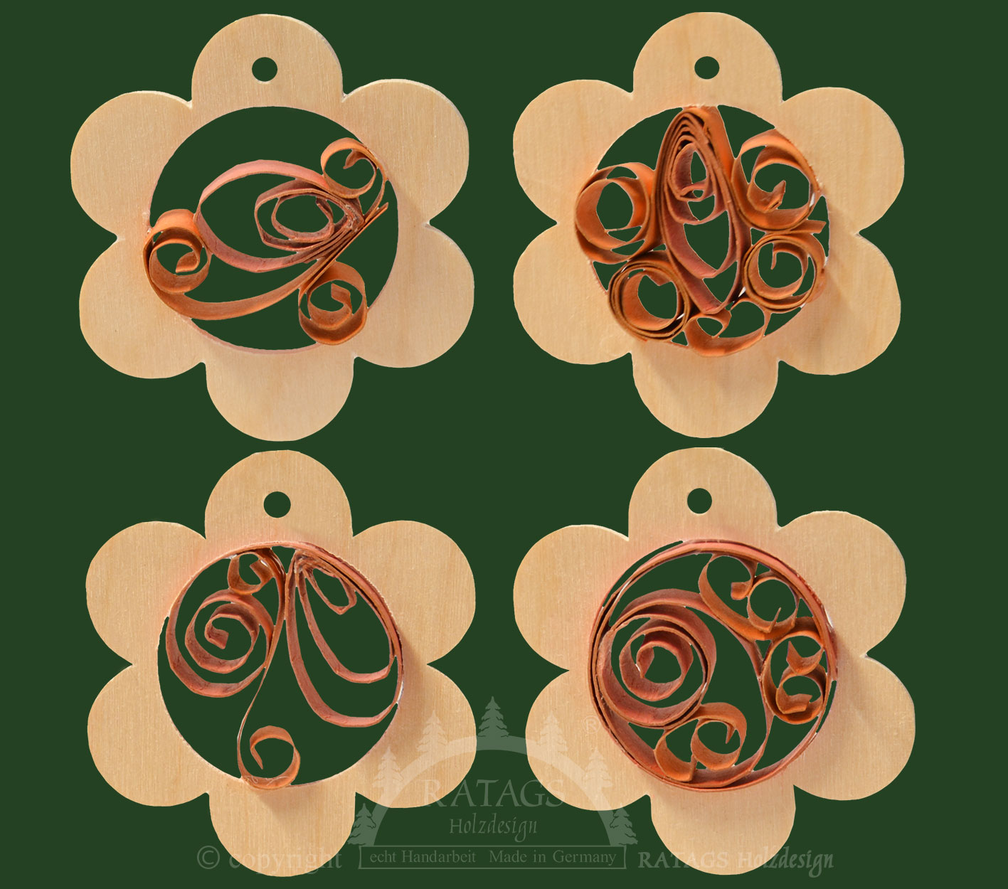 Baumbehang zum Basteln, Holzblumen 4er Set, Höhe ca. 6 cm Baumbehang zum Basteln, Holzblumen 4er Set, Höhe ca. 6 cm