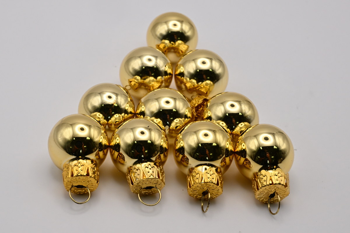 Mini-Glaskugeln, gold, 12 Stk., Ø 2 cm