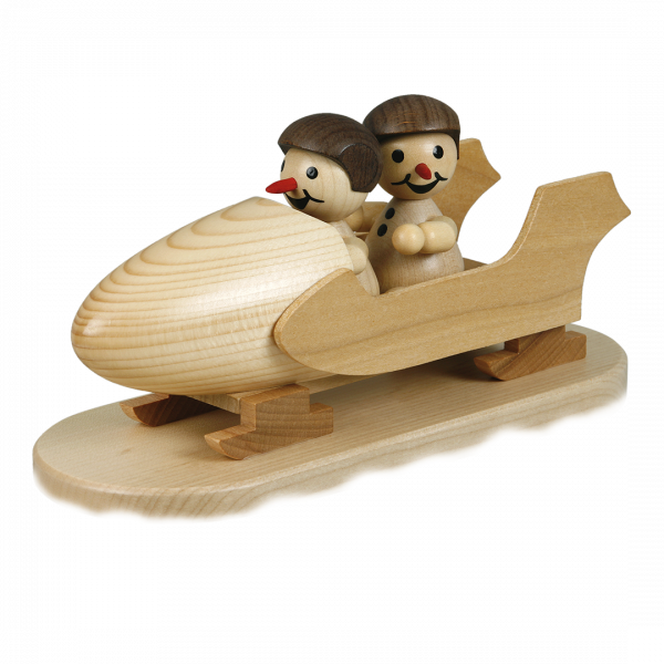 Snowman, junior, two-man bobsleigh with helmet, 10 cm