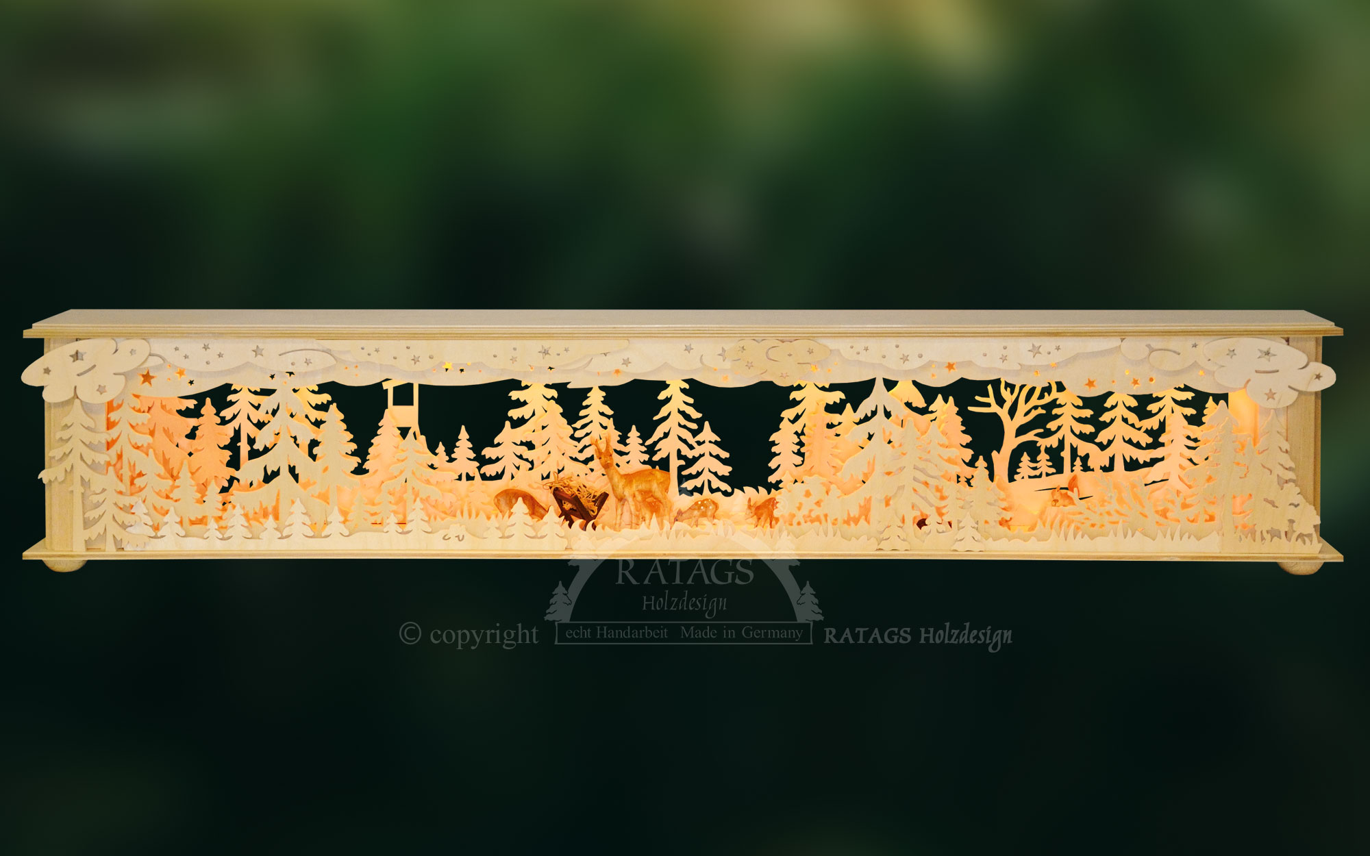 Large room light: feeding trough in the forest