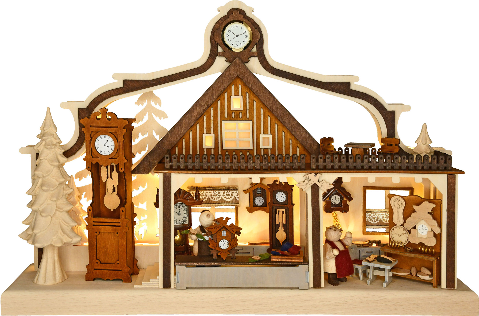 Small 3D Schwibbogen, clockmaker's workshop, + LED strip