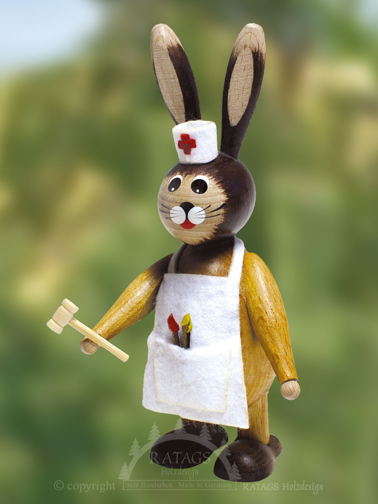 Knuffi Hase Doktor, weiße Schürze