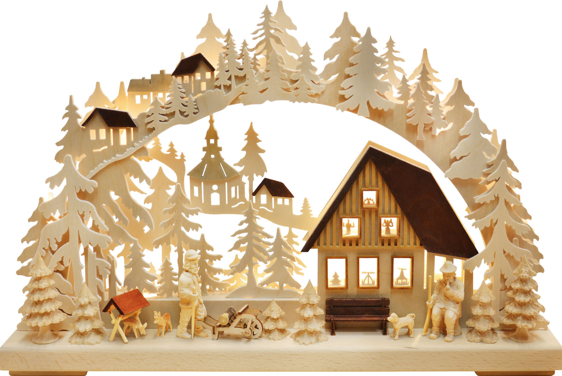 Small 3D candle arch, Feierabendstimmung brown house